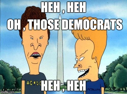 OH , THOSE DEMOCRATS | image tagged in beavis and butthead | made w/ Imgflip meme maker