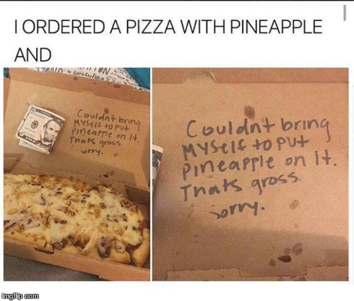 image tagged in pineapple pizza,memes,dank,dank memes,funny,funny memes | made w/ Imgflip meme maker