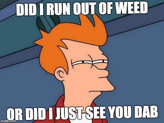 Futurama Fry | DID I RUN OUT OF WEED; OR DID I JUST SEE YOU DAB | image tagged in memes,futurama fry | made w/ Imgflip meme maker