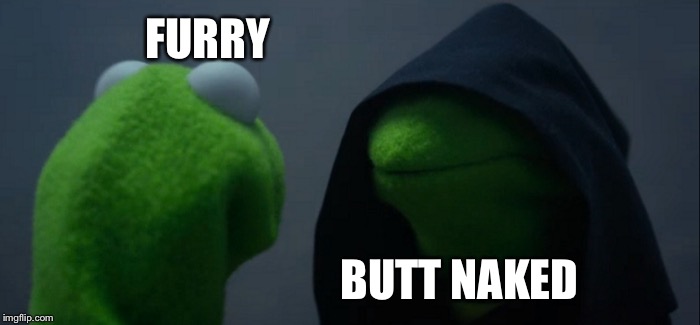 Evil Kermit Meme | FURRY BUTT NAKED | image tagged in memes,evil kermit | made w/ Imgflip meme maker