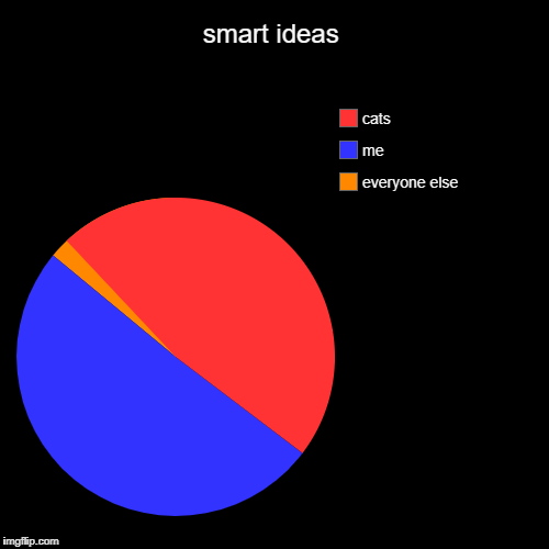 smart ideas | everyone else, me, cats | image tagged in funny,pie charts | made w/ Imgflip chart maker