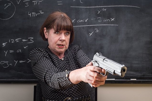 High Quality Teacher with gun  Blank Meme Template