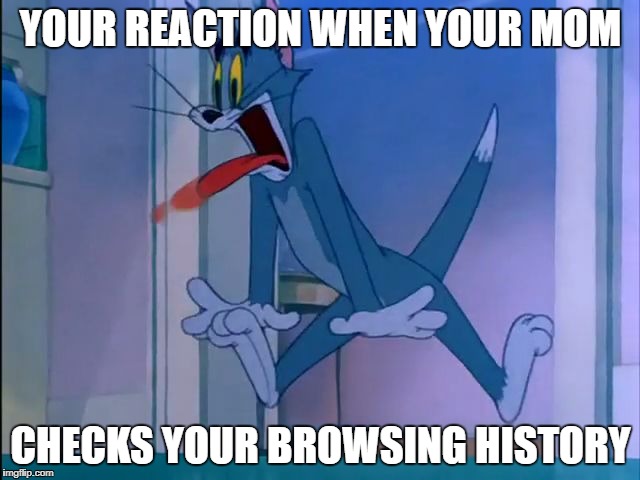 YOUR REACTION WHEN YOUR MOM; CHECKS YOUR BROWSING HISTORY | image tagged in screaming tom | made w/ Imgflip meme maker