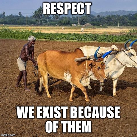 Farmer  | RESPECT; WE EXIST BECAUSE OF THEM | image tagged in farmer | made w/ Imgflip meme maker