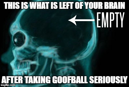 THIS IS WHAT IS LEFT OF YOUR BRAIN; AFTER TAKING GOOFBALL SERIOUSLY | made w/ Imgflip meme maker