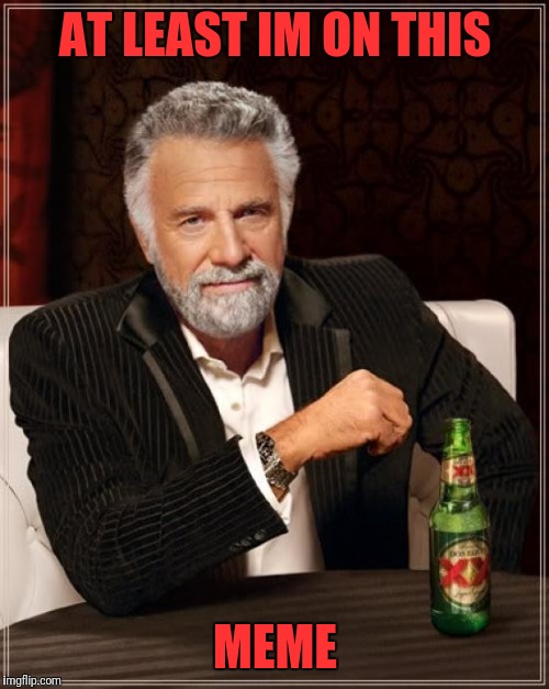 The Most Interesting Man In The World Meme | AT LEAST IM ON THIS MEME | image tagged in memes,the most interesting man in the world | made w/ Imgflip meme maker