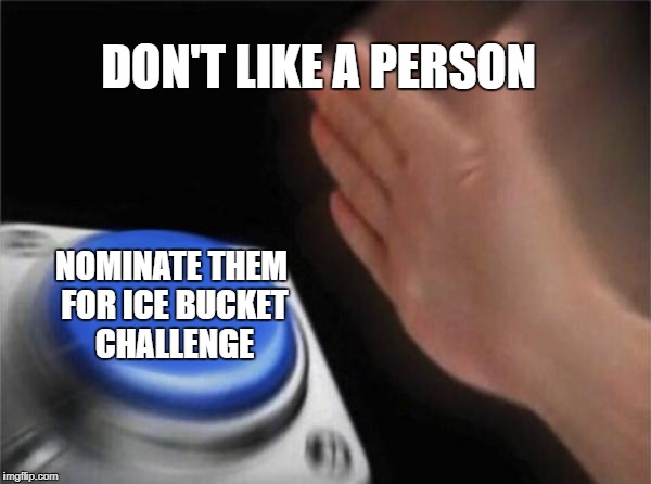 Blank Nut Button Meme | DON'T LIKE A PERSON NOMINATE THEM FOR ICE BUCKET CHALLENGE | image tagged in memes,blank nut button | made w/ Imgflip meme maker