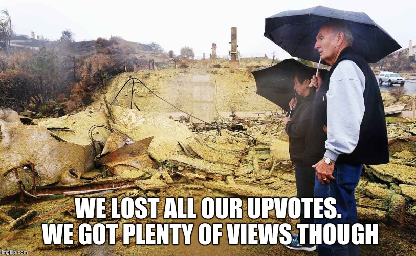 WE LOST ALL OUR UPVOTES. WE GOT PLENTY OF VIEWS THOUGH | made w/ Imgflip meme maker