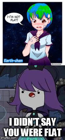 I DIDN'T SAY YOU WERE FLAT | image tagged in flat earth,adventure time | made w/ Imgflip meme maker