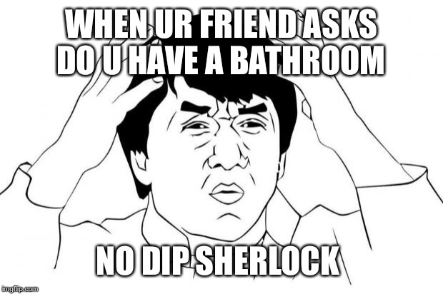 Why u no | WHEN UR FRIEND ASKS DO U HAVE A BATHROOM; NO DIP SHERLOCK | image tagged in why u no | made w/ Imgflip meme maker