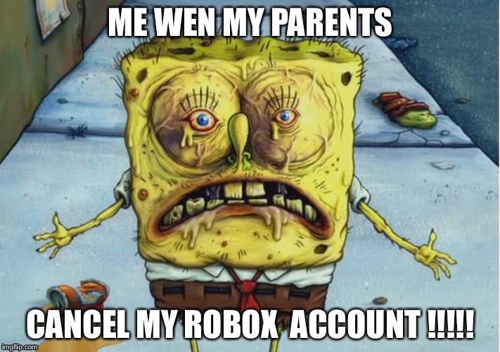 ME WEN MY PARENTS; CANCEL MY ROBOX  ACCOUNT !!!!! | image tagged in meme addict | made w/ Imgflip meme maker