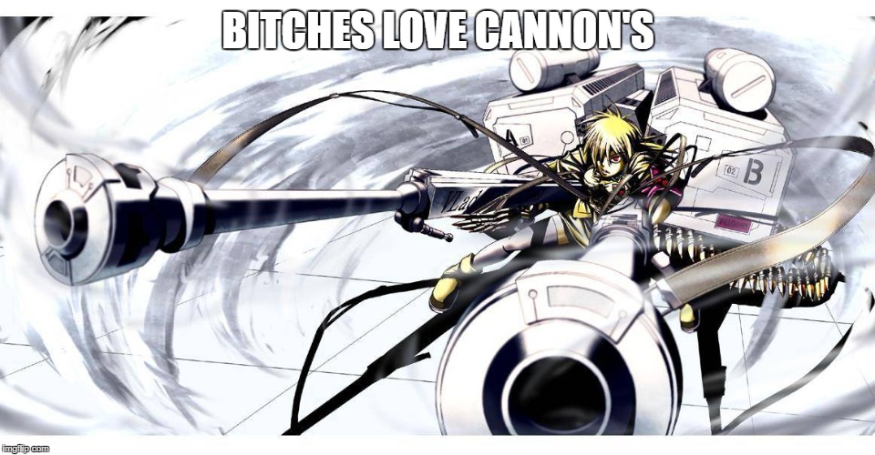 BITCHES LOVE CANNON'S | image tagged in hellsing,hellsing abridged,seras victoria,vampires,anime girl with a gun,girl with gun | made w/ Imgflip meme maker