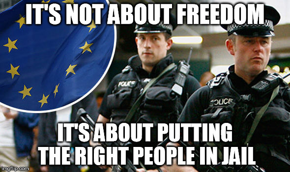IT'S NOT ABOUT FREEDOM; IT'S ABOUT PUTTING THE RIGHT PEOPLE IN JAIL | image tagged in freedom in the uk | made w/ Imgflip meme maker