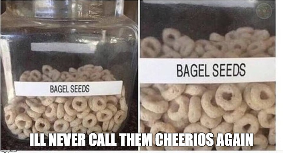 when you are drunk and you start to label stuff | ILL NEVER CALL THEM CHEERIOS AGAIN | image tagged in memes,funny,ssby,bagel seeds | made w/ Imgflip meme maker