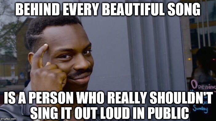 Roll Safe Think About It | BEHIND EVERY BEAUTIFUL SONG; IS A PERSON WHO REALLY SHOULDN'T SING IT OUT LOUD IN PUBLIC | image tagged in memes,roll safe think about it | made w/ Imgflip meme maker