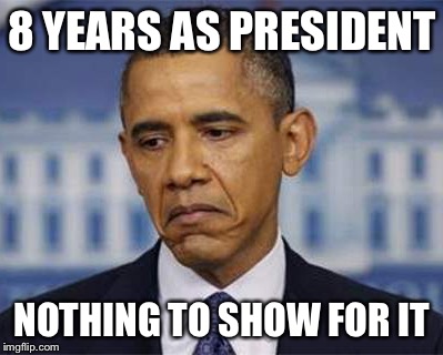 Except grey hair | 8 YEARS AS PRESIDENT; NOTHING TO SHOW FOR IT | image tagged in obama,sad obama,barack obama | made w/ Imgflip meme maker