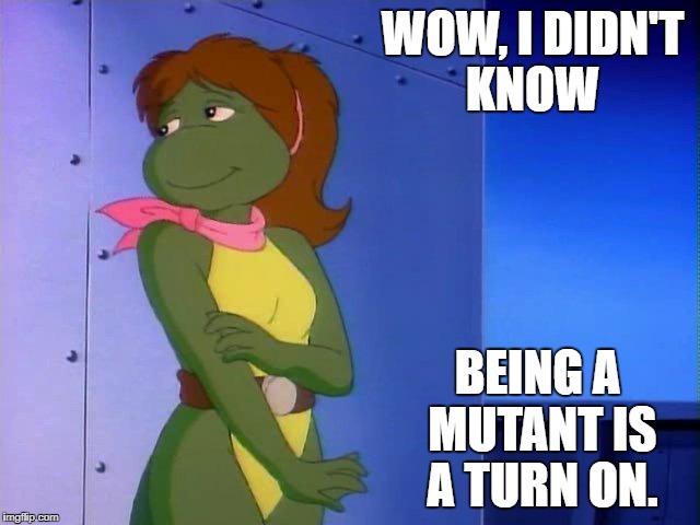 Mona Lisa TMNT  | WOW, I DIDN'T KNOW; BEING A MUTANT IS A TURN ON. | image tagged in mona lisa tmnt | made w/ Imgflip meme maker