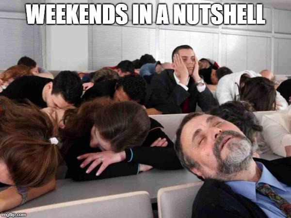 BORING | WEEKENDS IN A NUTSHELL | image tagged in boring | made w/ Imgflip meme maker