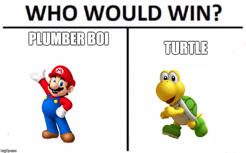 Who Would Win? | PLUMBER BOI; TURTLE | image tagged in memes,who would win | made w/ Imgflip meme maker