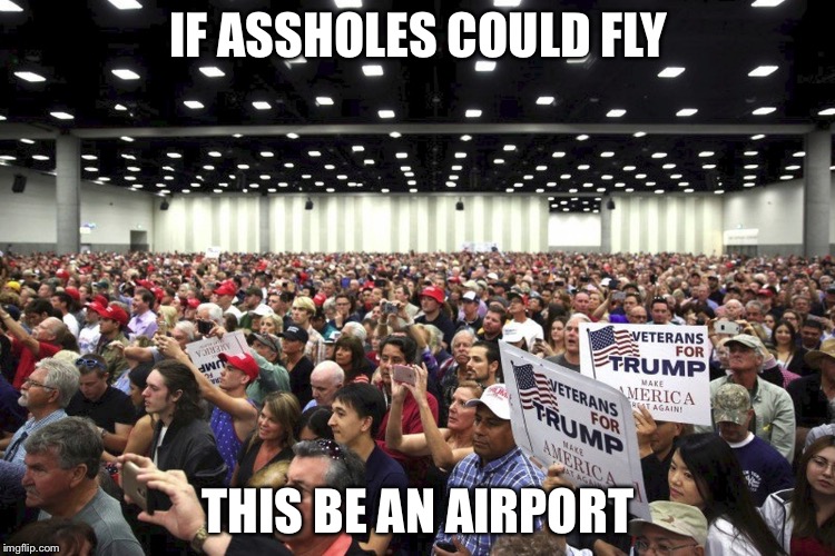 Trump Crowd | IF ASSHOLES COULD FLY; THIS BE AN AIRPORT | image tagged in trump crowd | made w/ Imgflip meme maker