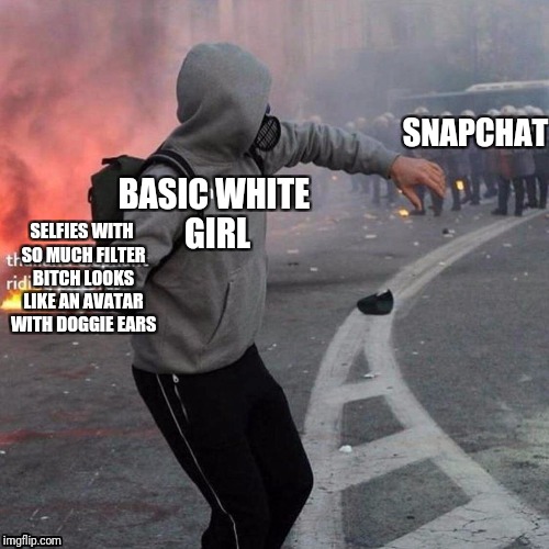 Stop with the filters already | SNAPCHAT; BASIC WHITE GIRL; SELFIES WITH SO MUCH FILTER BITCH LOOKS LIKE AN AVATAR WITH DOGGIE EARS | image tagged in memes,nsfw,funny | made w/ Imgflip meme maker