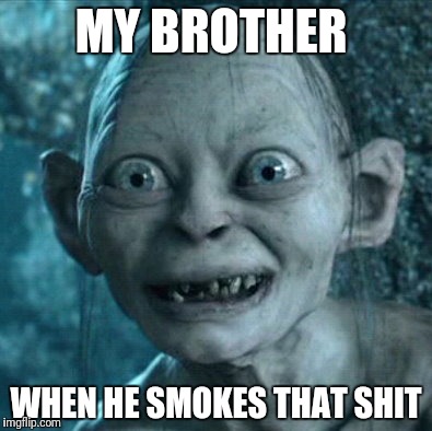 Gollum Meme | MY BROTHER; WHEN HE SMOKES THAT SHIT | image tagged in memes,gollum | made w/ Imgflip meme maker