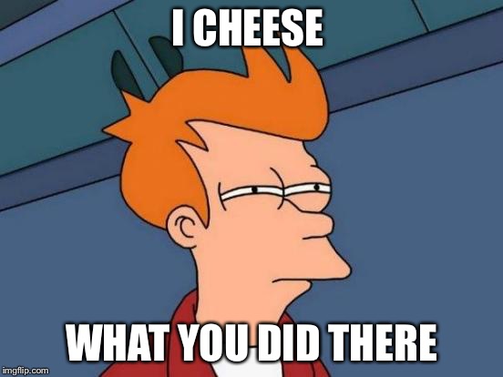 Futurama Fry Meme | I CHEESE WHAT YOU DID THERE | image tagged in memes,futurama fry | made w/ Imgflip meme maker