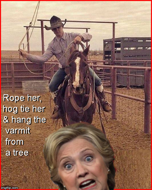 Hang the varmit | image tagged in hang hillary,hillary clinton for jail 2016,hang traitors,political meme,lol so funny,politics lol | made w/ Imgflip meme maker