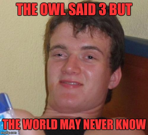 10 Guy Meme | THE OWL SAID 3 BUT THE WORLD MAY NEVER KNOW | image tagged in memes,10 guy | made w/ Imgflip meme maker