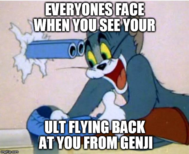 Tom and Jerry | EVERYONES FACE WHEN YOU SEE YOUR; ULT FLYING BACK AT YOU FROM GENJI | image tagged in tom and jerry | made w/ Imgflip meme maker