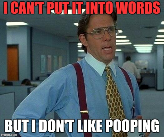 That Would Be Great | I CAN'T PUT IT INTO WORDS; BUT I DON'T LIKE POOPING | image tagged in memes,that would be great | made w/ Imgflip meme maker