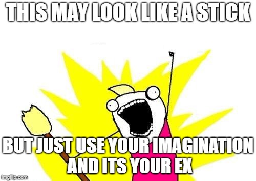 X All The Y Meme | THIS MAY LOOK LIKE A STICK; BUT JUST USE YOUR IMAGINATION AND ITS YOUR EX | image tagged in memes,x all the y | made w/ Imgflip meme maker