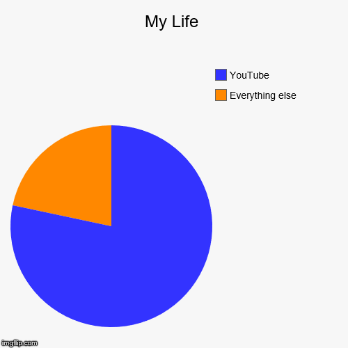 My Life | Everything else, YouTube | image tagged in funny,pie charts | made w/ Imgflip chart maker