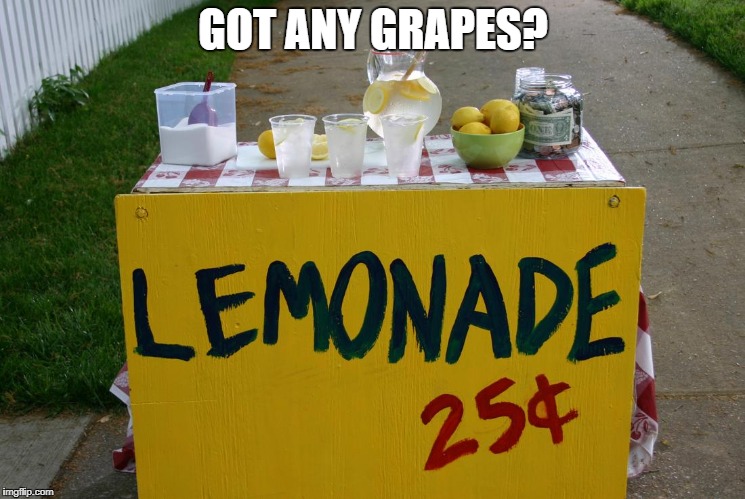 lemonade stand | GOT ANY GRAPES? | image tagged in lemonade stand | made w/ Imgflip meme maker