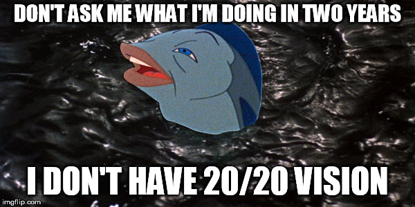 Mr Fish | DON'T ASK ME WHAT I'M DOING IN TWO YEARS; I DON'T HAVE 20/20 VISION | image tagged in vision | made w/ Imgflip meme maker