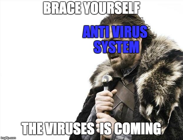 Brace Yourselves X is Coming Meme | BRACE YOURSELF; ANTI VIRUS SYSTEM; THE VIRUSES
 IS COMING | image tagged in memes,brace yourselves x is coming | made w/ Imgflip meme maker