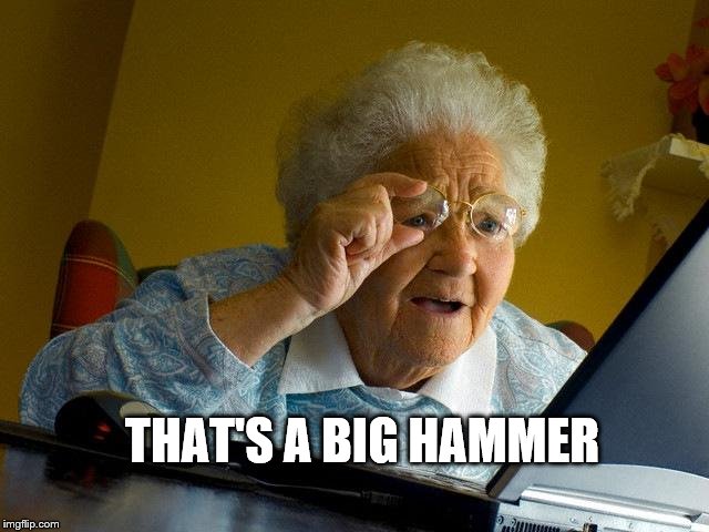 Grandma Finds The Internet Meme | THAT'S A BIG HAMMER | image tagged in memes,grandma finds the internet | made w/ Imgflip meme maker