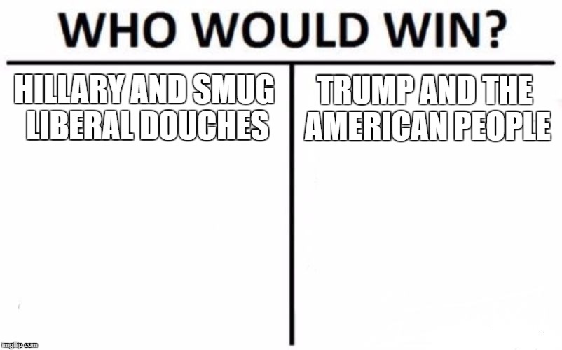 Who Would Win? Meme | HILLARY AND SMUG LIBERAL DOUCHES TRUMP AND THE AMERICAN PEOPLE | image tagged in memes,who would win | made w/ Imgflip meme maker