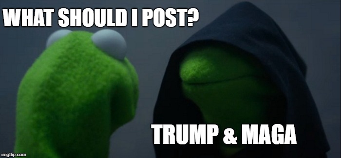 Evil Kermit Meme | WHAT SHOULD I POST? TRUMP & MAGA | image tagged in memes,evil kermit | made w/ Imgflip meme maker