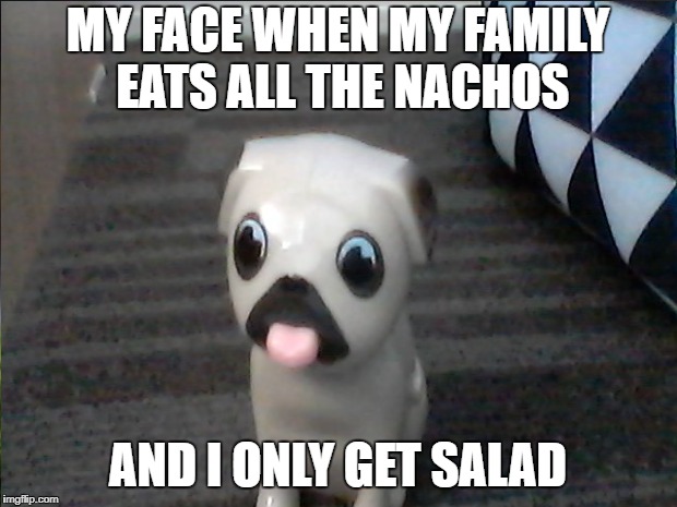 R.I.P nachos | MY FACE WHEN MY FAMILY EATS ALL THE NACHOS; AND I ONLY GET SALAD | image tagged in memes | made w/ Imgflip meme maker