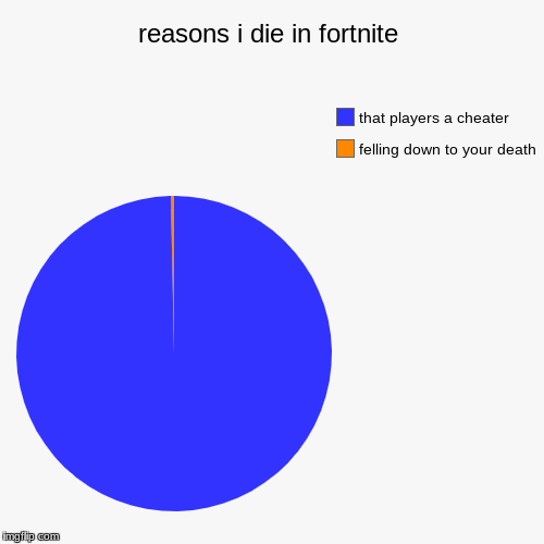 reasons i die in fortnite | felling down to your death, that players a cheater | image tagged in funny,pie charts | made w/ Imgflip chart maker