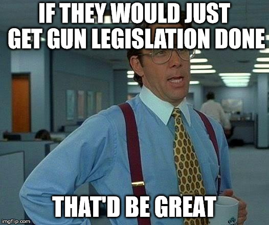 That Would Be Great Meme | IF THEY WOULD JUST GET GUN LEGISLATION DONE; THAT'D BE GREAT | image tagged in memes,that would be great | made w/ Imgflip meme maker