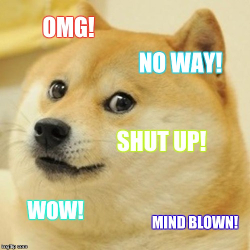 Doge | OMG! NO WAY! SHUT UP! WOW! MIND BLOWN! | image tagged in memes,doge | made w/ Imgflip meme maker