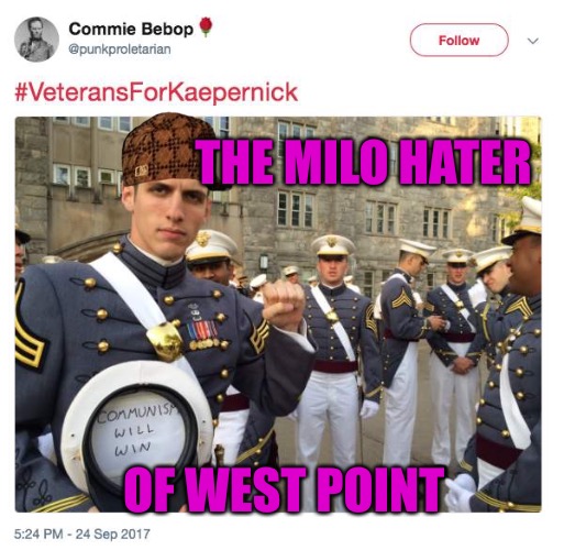 West Punk  | THE MILO HATER; OF WEST POINT | image tagged in gay,scumbag,army,military,communism,disease | made w/ Imgflip meme maker