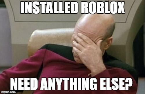 Captain Picard Facepalm Meme | INSTALLED ROBLOX; NEED ANYTHING ELSE? | image tagged in memes,captain picard facepalm | made w/ Imgflip meme maker