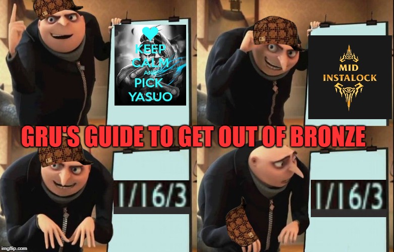 Gru's Plan Meme GRU'S GUIDE TO GET OUT OF BRONZE image tagged in ...