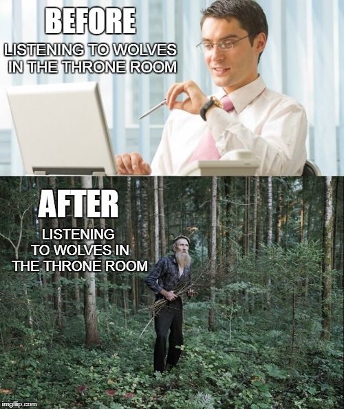 BEFORE LISTENING TO WOLVES IN THE THRONE ROOM LISTENING TO WOLVES IN THE THRONE ROOM AFTER | made w/ Imgflip meme maker