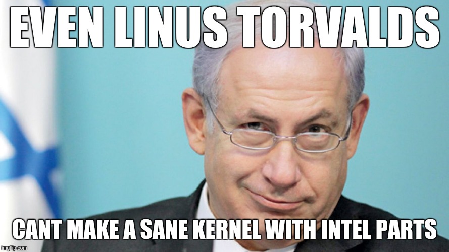 EVEN LINUS TORVALDS; CANT MAKE A SANE KERNEL WITH INTEL PARTS | made w/ Imgflip meme maker