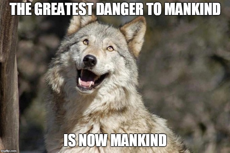 Optimistic Moon Moon | THE GREATEST DANGER TO MANKIND; IS NOW MANKIND | made w/ Imgflip meme maker