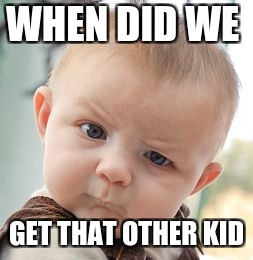 Skeptical Baby Meme | WHEN DID WE; GET THAT OTHER KID | image tagged in memes,skeptical baby | made w/ Imgflip meme maker